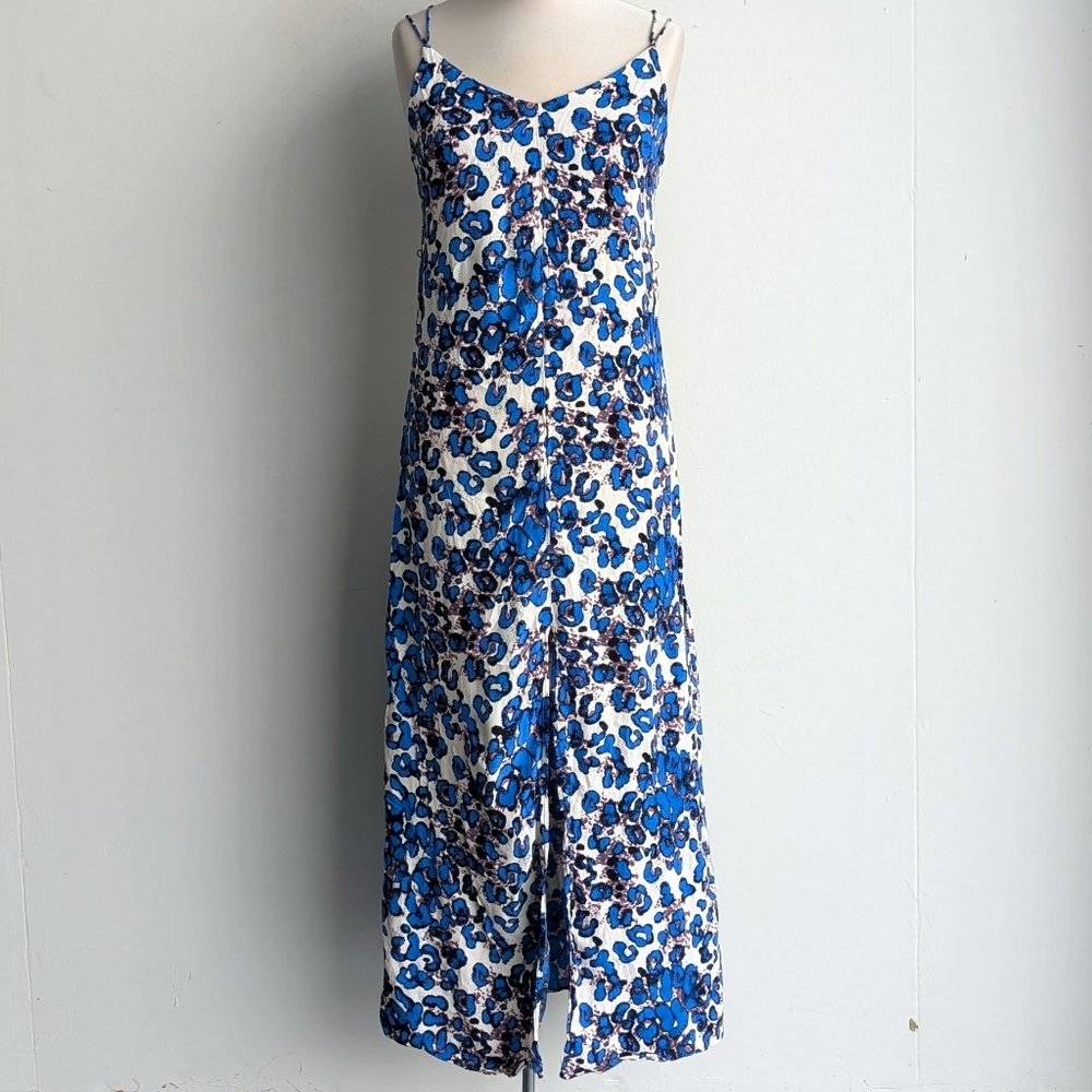 Topshop Blue Leopard Print Maxi Dress